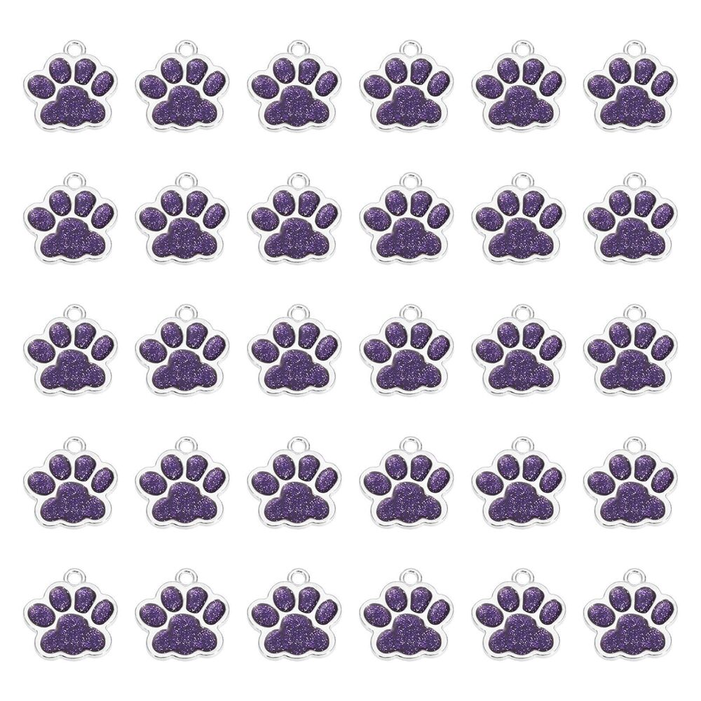 5536 Enamel Paw Print Charms, Alloy Dog Cat Paw Charms Pendant Cute Animal